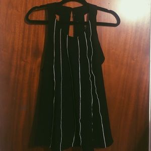Black Anne Taylor Tank Top with White Stripes